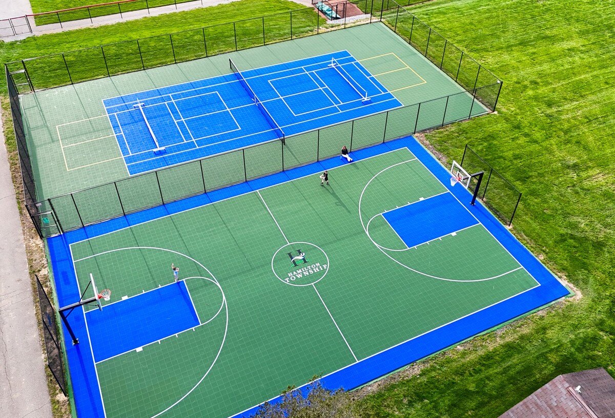 Tennis and basketball courts